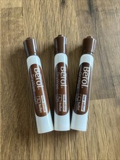 Berol Low Odour DRYWIPE Markers, Bullet Tip / 2mm Line, BROWN ( PKT 3 MARKERS )