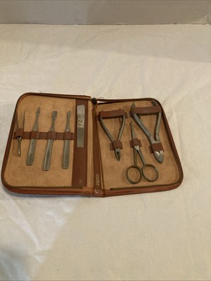Vintage Wisco Men s Manicure Set Nail Kit Leather Zippered Case Made in Austria