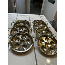 Set of 8 Stainless Steel Escargot Cookware Dishes Trays France