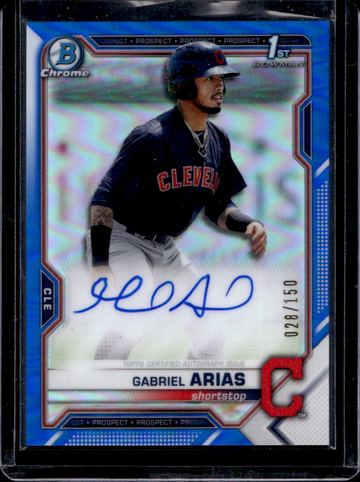 2021 Bowman Gabriel Arias Chrome Auto 1st Prospect Blue Refractor #/150 Indians