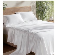 Bedsure Queen Sheet Set, Cooling Sheets, Rayon Derived from Bamboo, 90x102 White