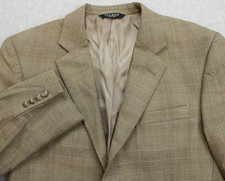 Jos A Bank Blazer Mens 40R Brown Glen Plaid 100 Wool 2 Buttons