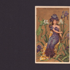 IMAGE Chromo CHOCOLAT & CAFE TREBUCIEN / FEMME & FLEURS / IRIS