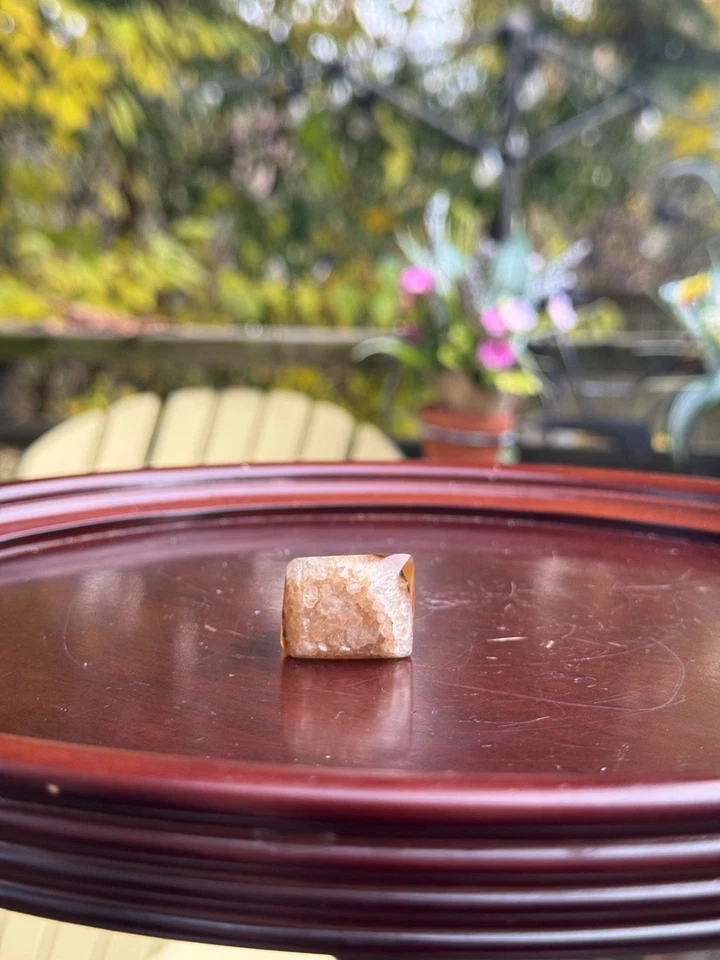 Anillo Geoda Piedra Cruda Cuarzo Ágata, Anillo Grande Grueso Cristal Talla 7.5 Foto 4 de 4