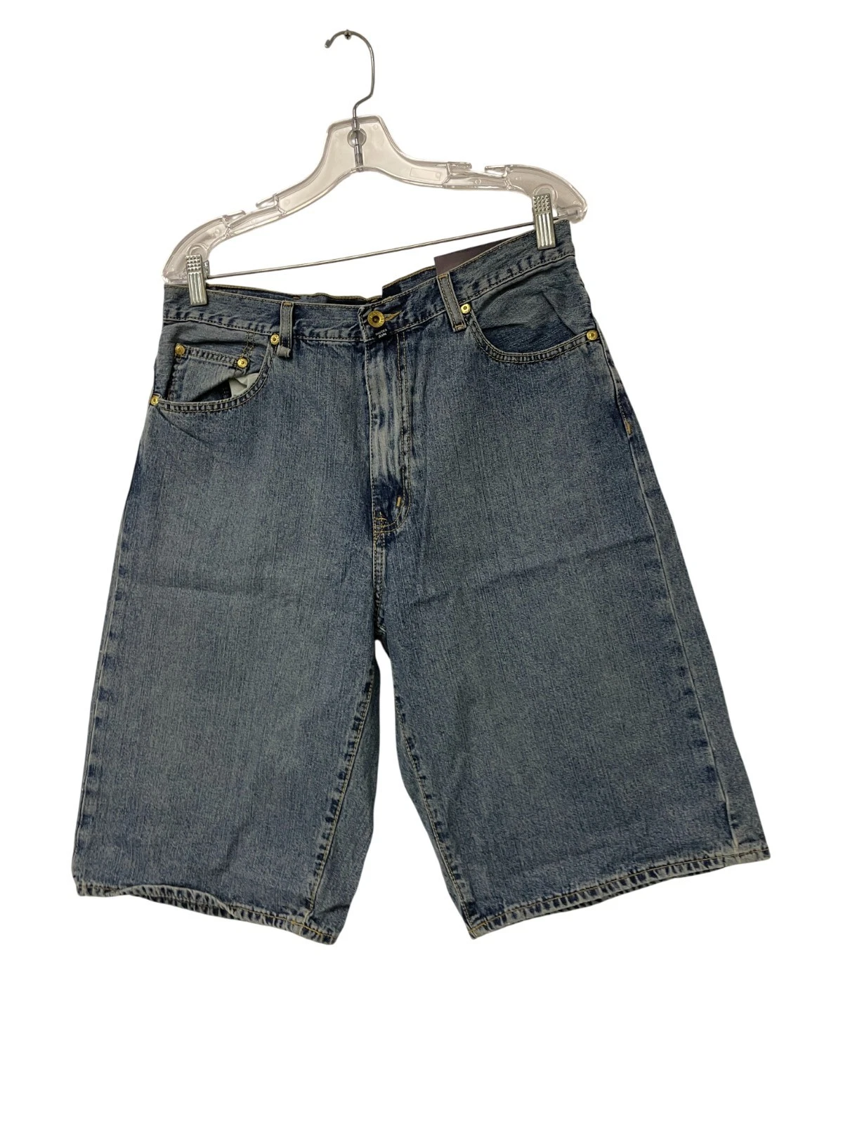 Nautica Jeans Mens Medium Wash Cotton Denim Big Baggy Shorts Size 32 Blue NWT