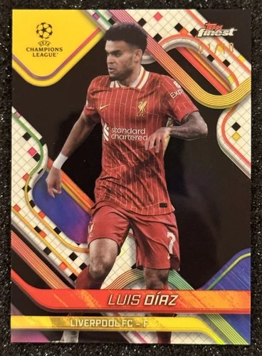 2024-25 Topps Finest UEFA #14  Luis Diaz Black Refractor /10 Case Hit Liverpool