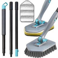 Long Handled Scrub Brush for Shower,3-in-1 Cleaning Brushes with 3 Gray