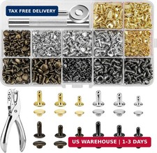 480 Sets Rivets for Leather, 4 Colors 3 Sizes Leather Rivets, Double Cap Rivets