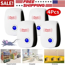 4 Pack Ultrasonic Pest Reject Control Electronic Repeller Mosquito Cockroach Rat