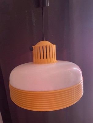 Original 1970s Space Age UFO Pendant Lamp   Rare Yellow/Orange Version   Vintage