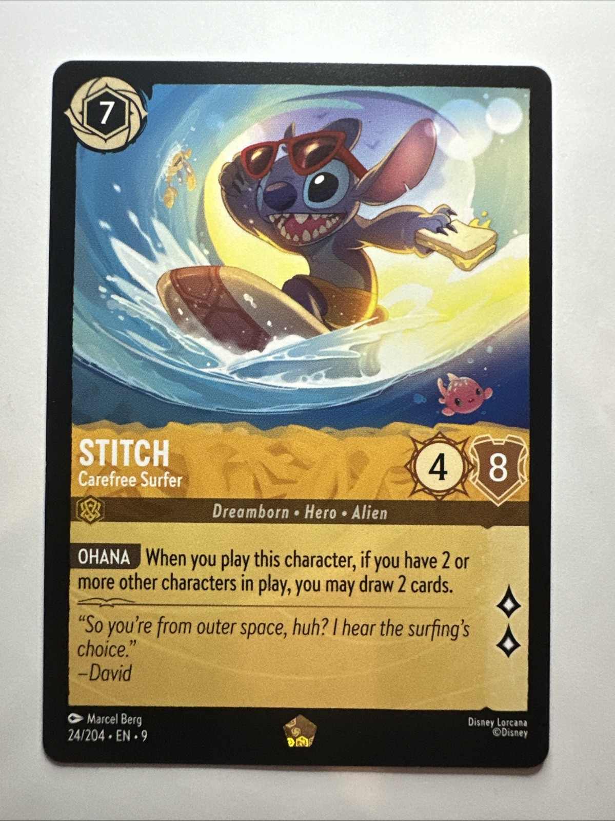 Stitch - Carefree Surfer 24/204 Fabled Regular 2025 Disney Lorcana Card NM