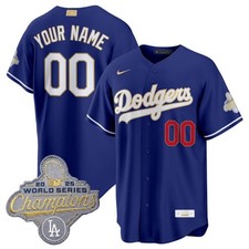 Custom Nike MLB LA Los Angeles Dodgers Alternate Gold Collection Royal B Jersey