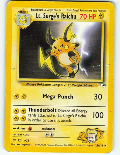 Lt. Surge's Raichu - 28/132 Gym Heroes - Pokémon TCG - 2000