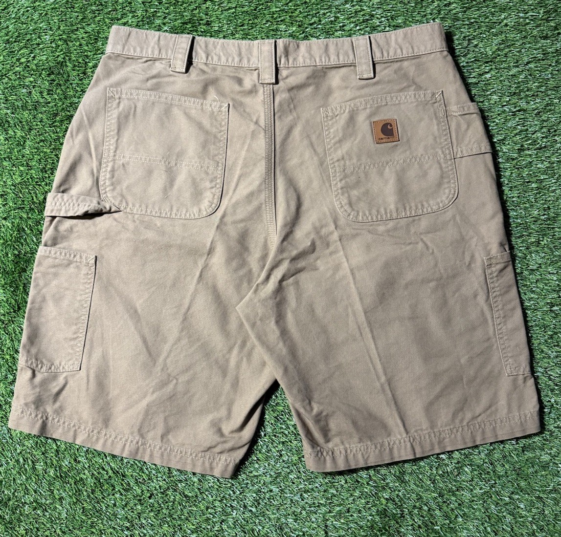 CARHARTT Vintage Mens Dark Khaki Original Fit Cargo Canvas Shorts B147 DKH Sz 38