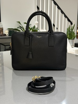 Saint Laurent Museum small briefcase in black grained leather