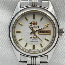 ORIENT 3 Automatic Watch 21JEWELS Day-Date Silver Unisex Vintage From Japan