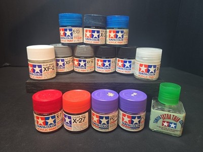 ADC Tamiya Color Acrylic Paint 13 Pack 3/4FLoz & Extra Thin Cement! See Details!