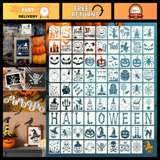 80 Pcs Halloween Stencils 4x4 Inch - Reusable Pumpkin, Spider Web  Ghost Templa