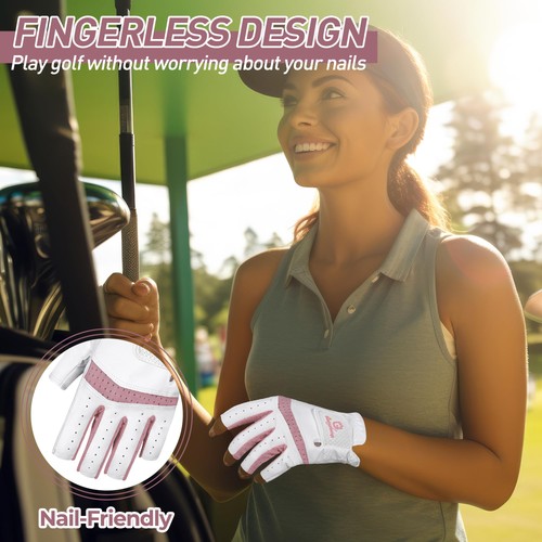 Womens Fingerless Golf Glove Left Hand,Breathable Ladies NHalf Finger Golf Glove - Picture 18 of 30