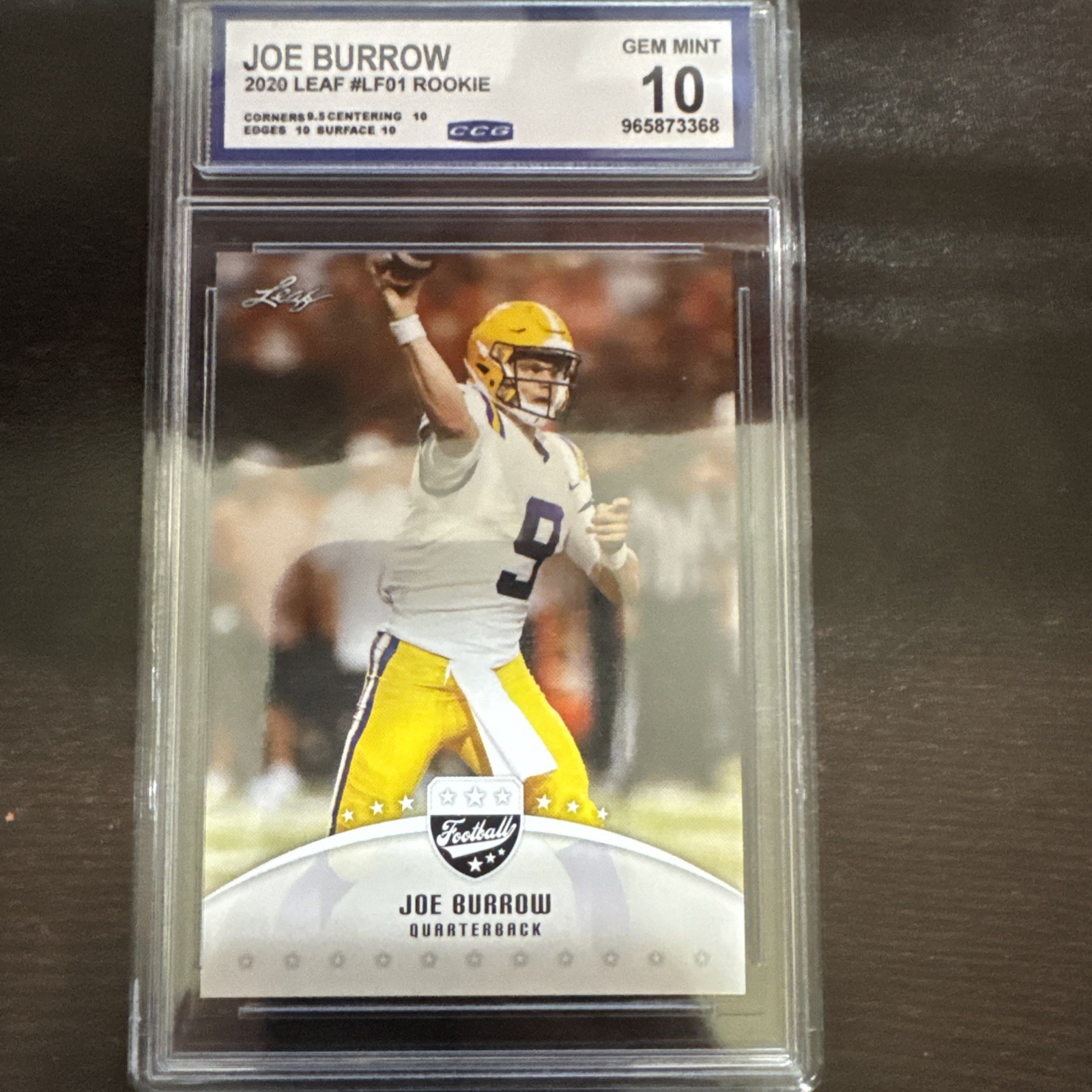 2020 Leaf Joe Burrow - 2015 Leaf Style #LF-01 Joe Burrow (RC) CCG 10