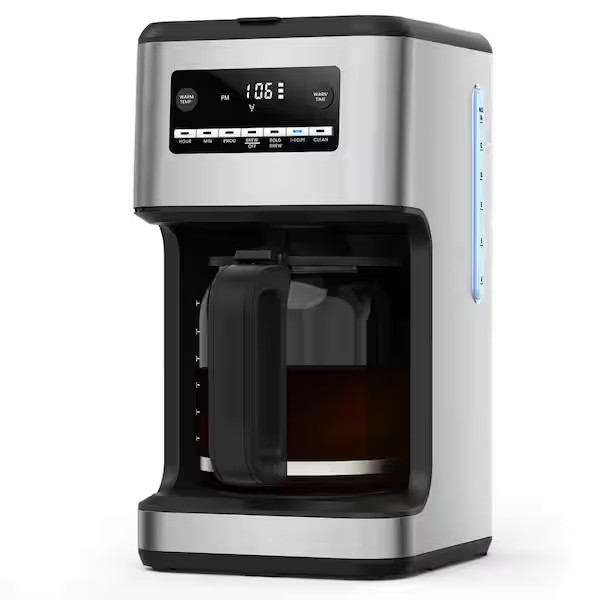 With Carafe Auto Brew Timer Stainless Silver