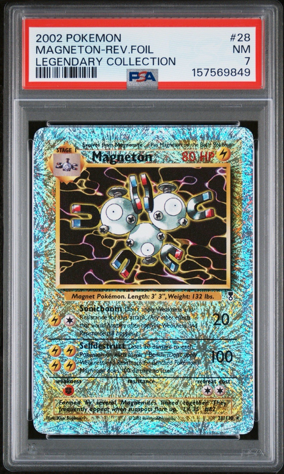 Magneton Legendary Collection Reverse Holo 28/110 2002 Pokemon Card Foil PSA 7