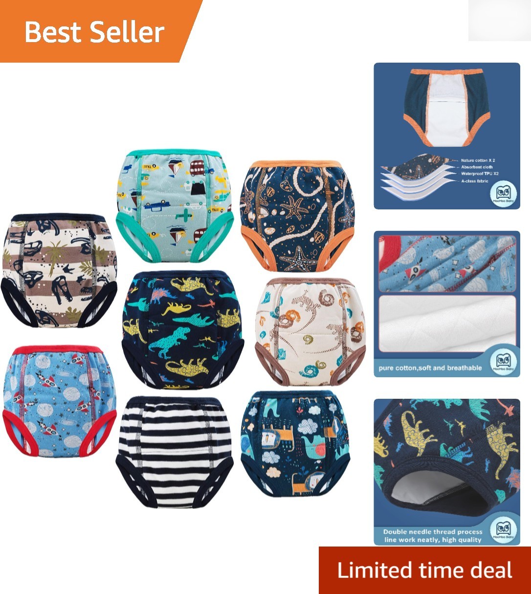 Durable & Reusable 8-Pack Training Pants for Toddlers – Eco-Friendly Design
