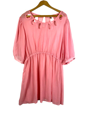 ILU ILU Tunic Blouse Top Size 3X Sheer Chiffon Babydoll Pink Fairy Boho Softgirl