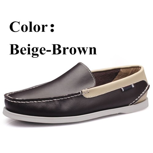 Men Genuine Leather Casual Shoes Breathable Loafers Flat Moccasins Walking Shoes - Picture 27 of 40