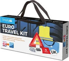 Simply Europe Travel Kit with Triangle Hi-Vis Reflective Vest Bulb Kit UK Plate