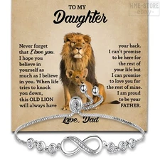 Daughter Gifts From Dad Lion Infinity Bracelet From Father To Daughter Girls