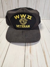 Vintage World War 2 WWII Veteran Snapback Hat Cap Made in USA navy blue Pro Fit