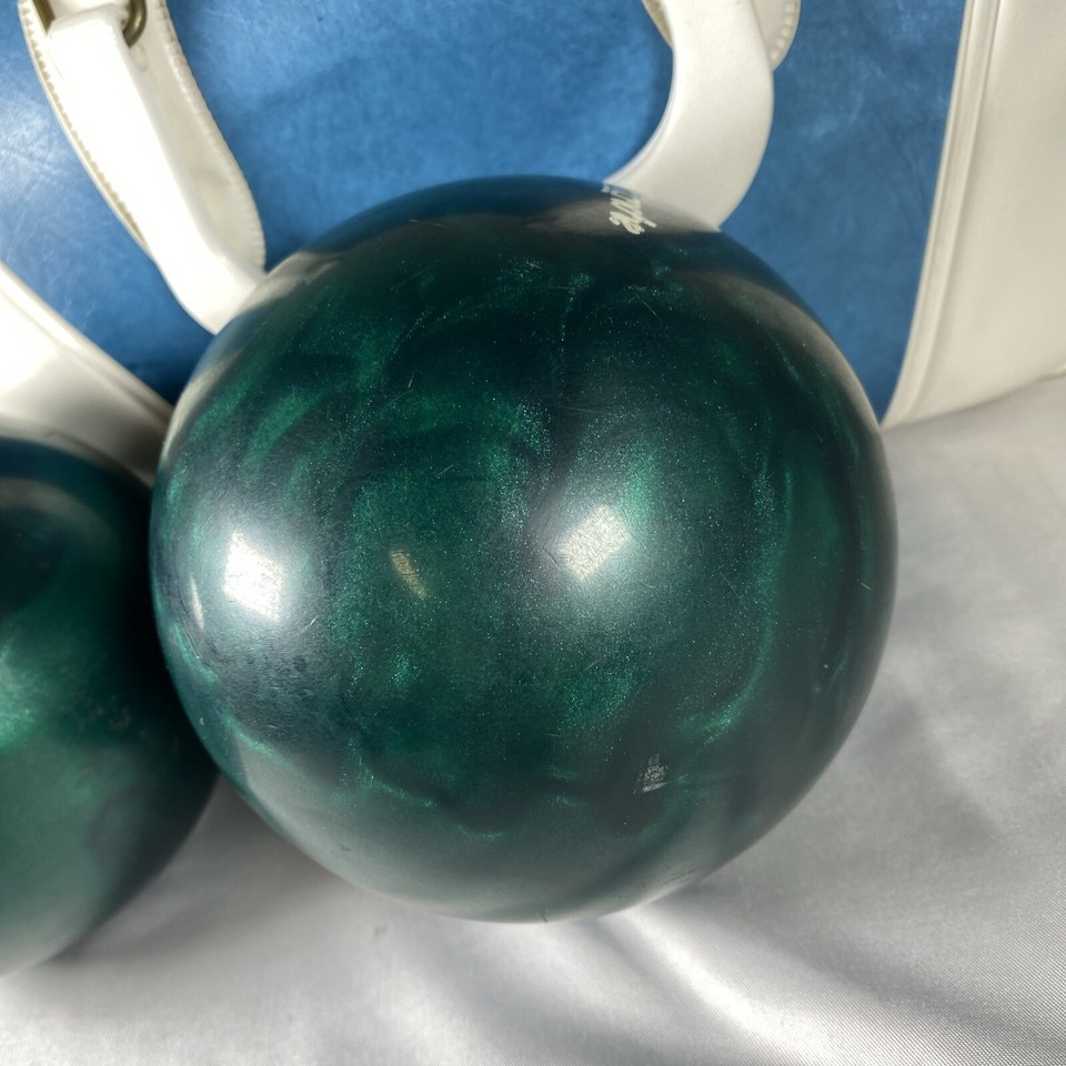 Pair 2 Comanche Green Swirl Duckpin Bowling Balls 3lb 810oz eBay