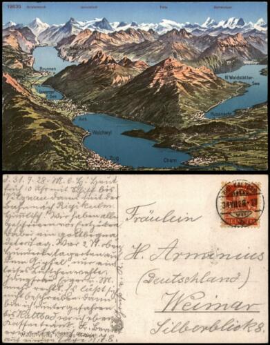 Küssnacht am Rigi Umlandansicht der Schweizer Berg-/See Region 1928 - Bild 1 von 3
