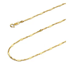 Wellingsale 14k Yellow Gold Solid 1.3mm Singapore Chain Necklace