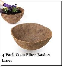 4 Pack Natural Coco Fiber Liners Round and Trough for Hanging Baskets