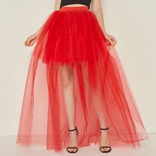 Damen Asymmetrisch Netz Tüll Tutu Rock Schwalbenschwanz Bubble Club Kostüm Dünn