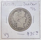 1912 D Liberty Barber Silver Half Dollar 50C