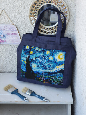 Starry Night bag bead embroidery kit *** FREE SHIPPING Van Gogh