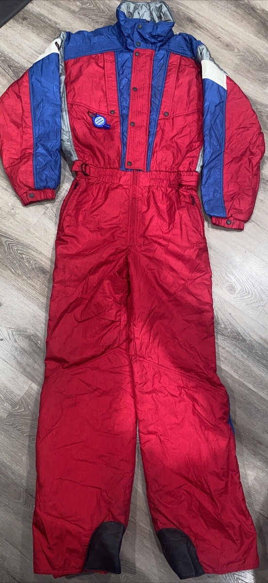 スキー DESCENTE vintage ski suits Vintage DESCENTE Ski Suit Mens XXL Red Gray White Blue Color