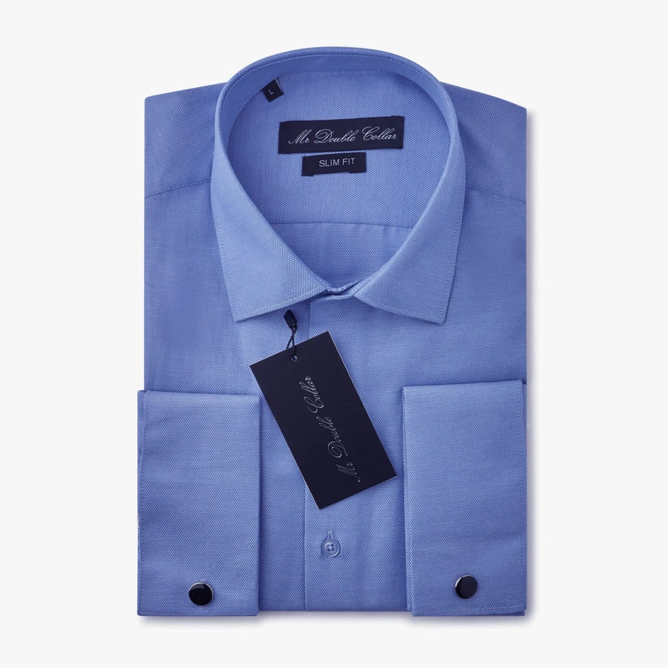 Chemise Habillée Homme Col Double Oxford Marron Avec Boutons De Manchettes - Photo 4/4