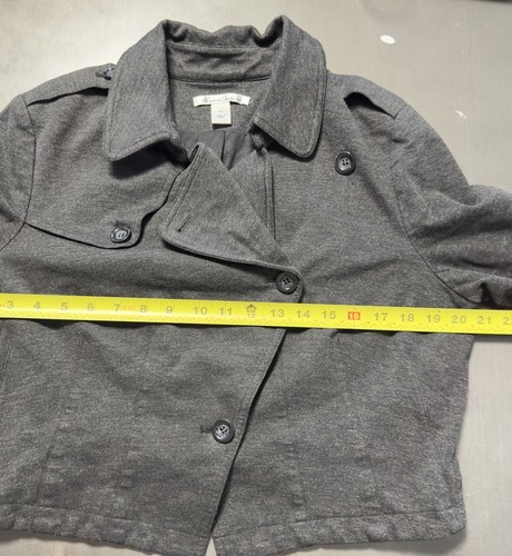 Kenneth Cole Women’s Petite Gray Crop Moto Jacket Short Stretch Bikercore PL - Picture 9 of 14