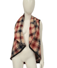 Hazel Red Plaid Wool Shawl Size Small