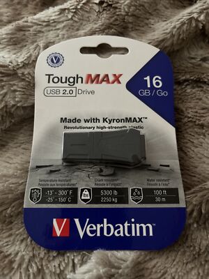New Verbatim 16GB ToughMAX USB 2.0 Flash Drive 70000 Water-Resistant