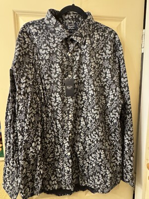 Original Penguin Monocrome Floral Shirt New With Tags UK