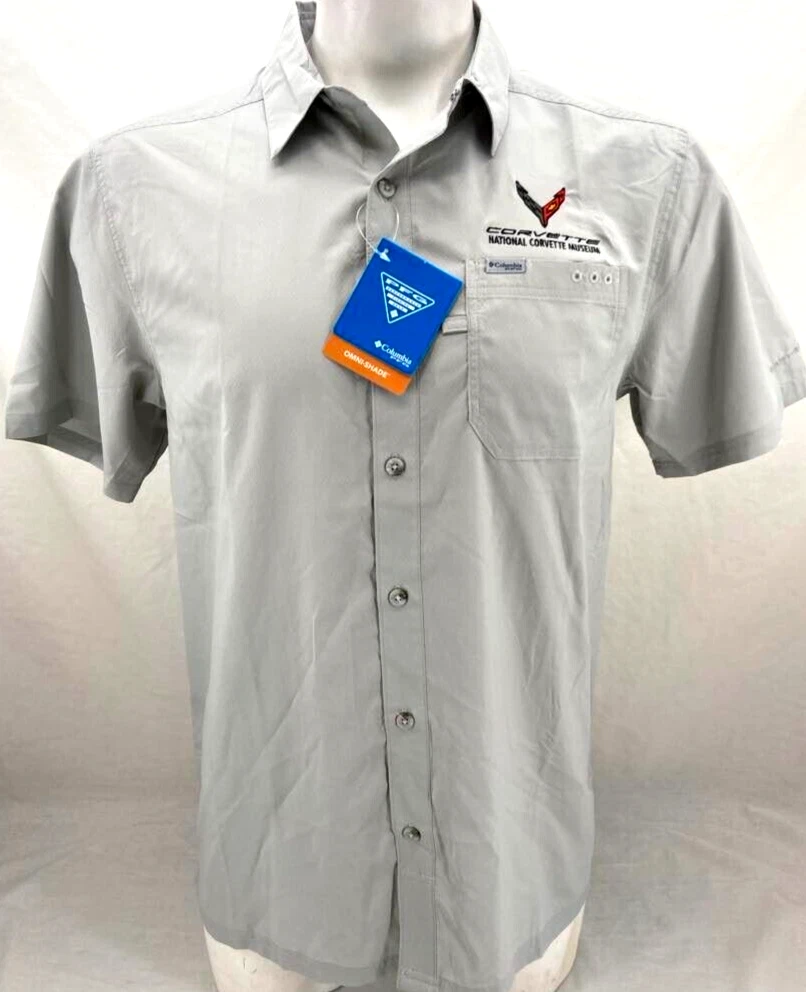 NEW Corvette Columbia PFG Slack Tide Camp SS Collared Button Up Shirt Men's L