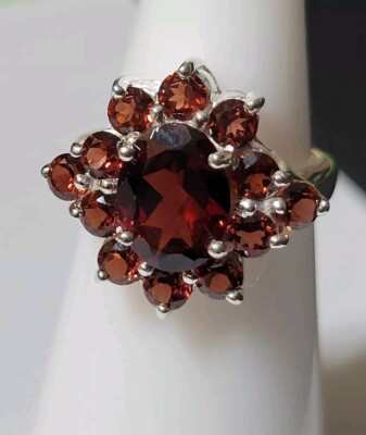Natürlicher schöner Granat 925 Sterling Silber Ring Größe 4,75 0104