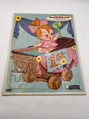 VTG 1963 Flintstones Frame Tray Puzzle Hanna-Barbera s #4453 Pebbles Made In USA