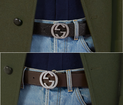 Gucci Reversible signature G Buckle Black Brown crafted  display picture 3