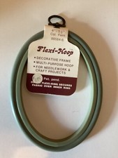 Vintage OVAL Flexi-hoop FERN GREEN 4"x 5.5  Needlework Hoop/frame W/Metal Hanger